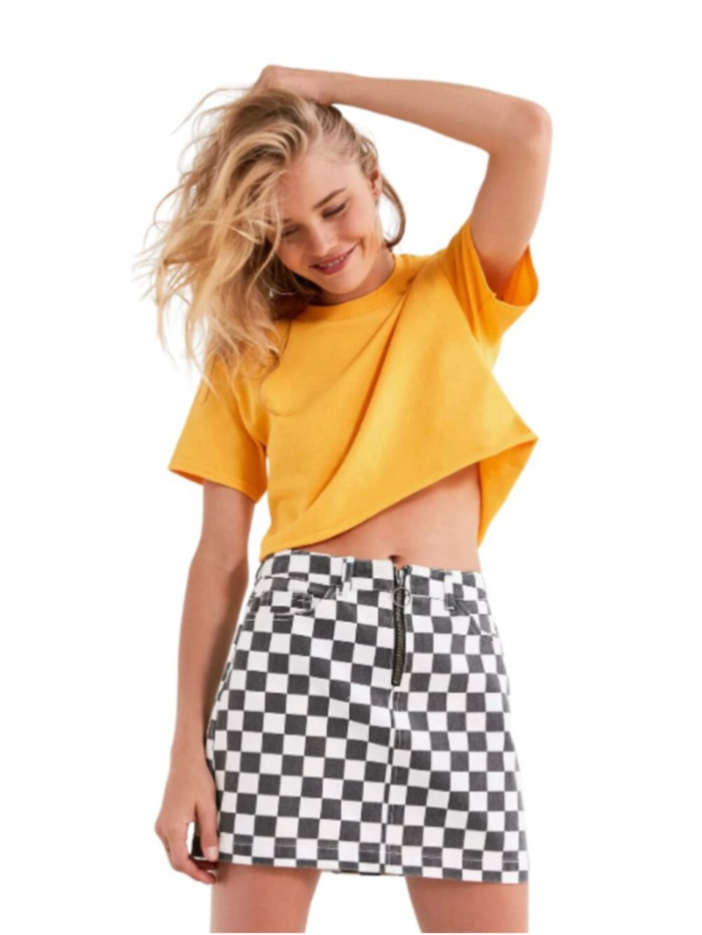 Urban Outfitters BDG Checkered Denim Miniskirt